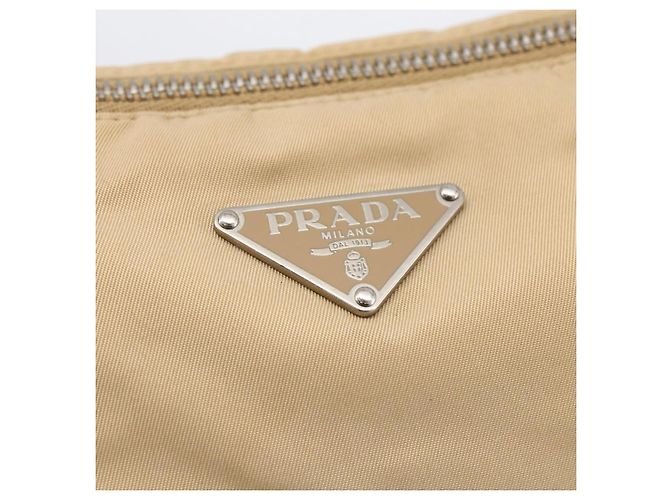 PRADA Schultertasche Nylon Beige Silber Authentisch hk3534 - Ansicht 19