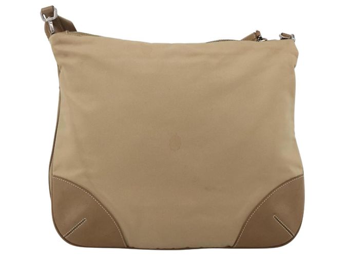 PRADA Schultertasche Nylon Beige Silber Authentisch hk3534 - Ansicht 2