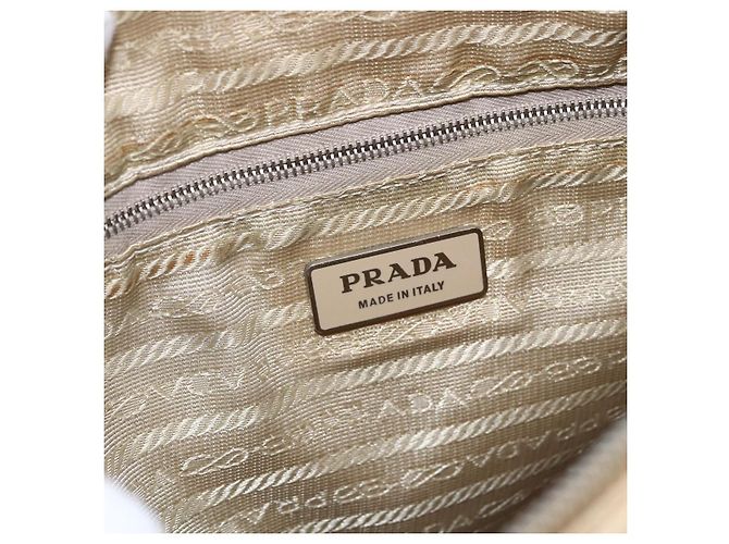 PRADA Schultertasche Nylon Beige Silber Authentisch hk3534 - Ansicht 20