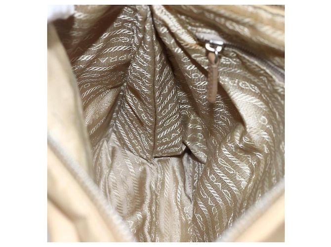 PRADA Schultertasche Nylon Beige Silber Authentisch hk3534 - Ansicht 22