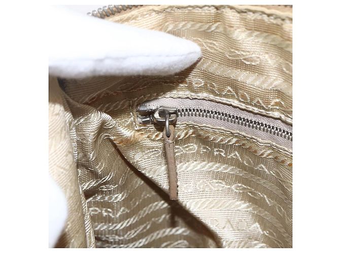 PRADA Schultertasche Nylon Beige Silber Authentisch hk3534 - Ansicht 23