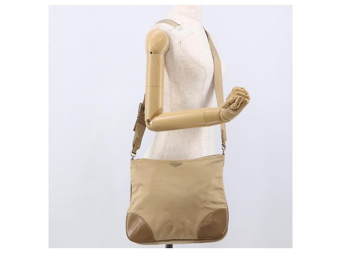PRADA Schultertasche Nylon Beige Silber Authentisch hk3534 - Ansicht 25