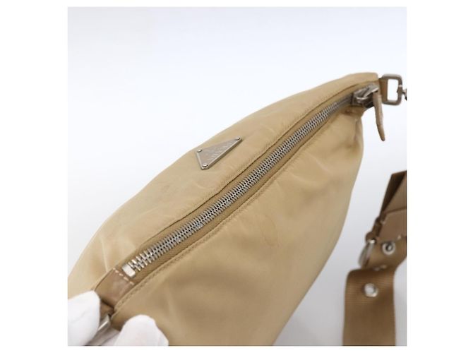 PRADA Schultertasche Nylon Beige Silber Authentisch hk3534 - Ansicht 6
