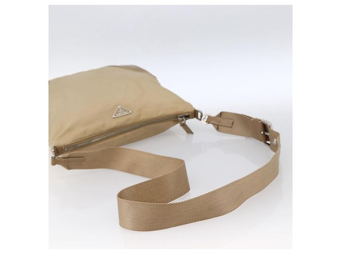 PRADA Schultertasche Nylon Beige Silber Authentisch hk3534 - Ansicht 7