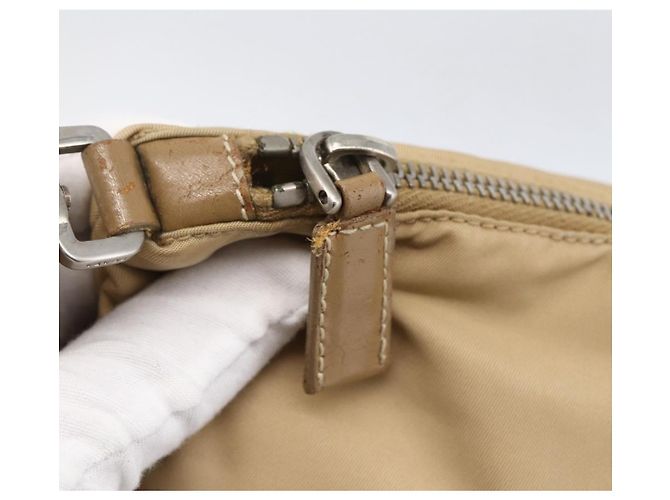 PRADA Schultertasche Nylon Beige Silber Authentisch hk3534 - Ansicht 9