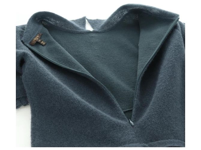 LOUIS VUITTON Tops Lana Nylon Gris LV Auth 158591M Castaño - vista 12