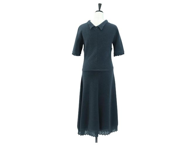 LOUIS VUITTON Tops Lana Nylon Gris LV Auth 158591M Castaño - vista 2