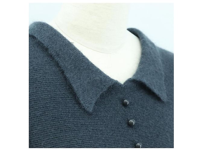 LOUIS VUITTON Tops Lana Nylon Gris LV Auth 158591M Castaño - vista 6