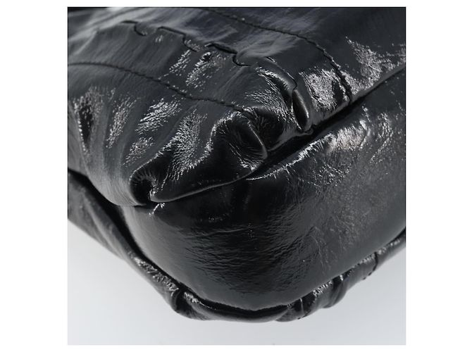 Borsa a mano Gancini in pelle nera e argento di Salvatore Ferragamo Auth BA10955 Nero - vista 16