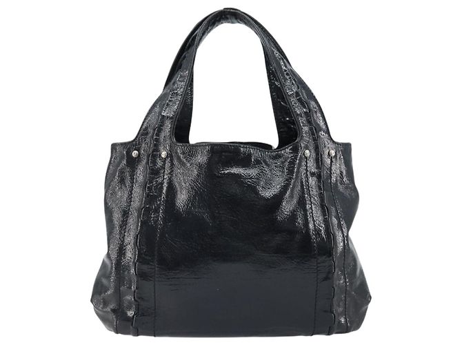 Borsa a mano Gancini in pelle nera e argento di Salvatore Ferragamo Auth BA10955 Nero - vista 2