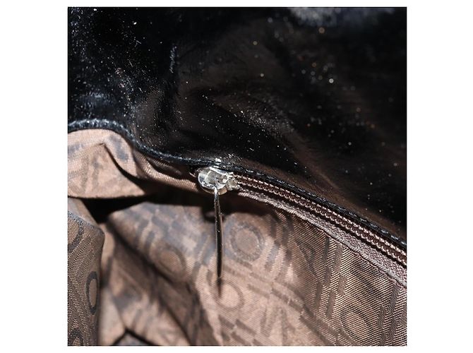 Borsa a mano Gancini in pelle nera e argento di Salvatore Ferragamo Auth BA10955 Nero - vista 20