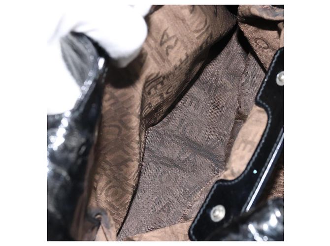 Borsa a mano Gancini in pelle nera e argento di Salvatore Ferragamo Auth BA10955 Nero - vista 21