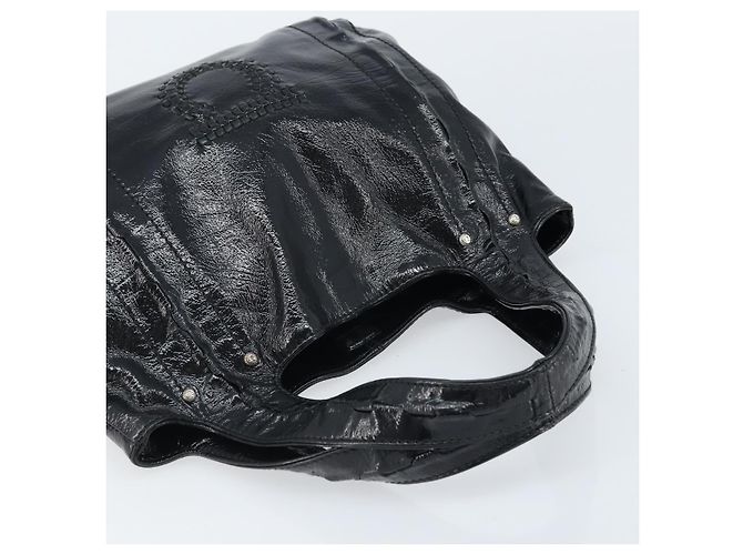Borsa a mano Gancini in pelle nera e argento di Salvatore Ferragamo Auth BA10955 Nero - vista 6