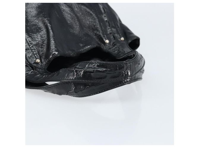 Borsa a mano Gancini in pelle nera e argento di Salvatore Ferragamo Auth BA10955 Nero - vista 7