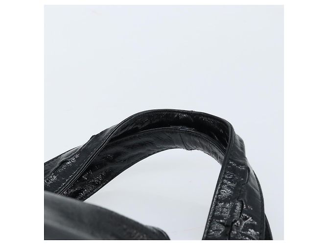 Borsa a mano Gancini in pelle nera e argento di Salvatore Ferragamo Auth BA10955 Nero - vista 8