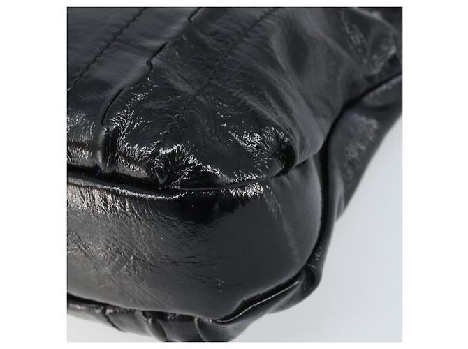 Borsa a mano Gancini in pelle nera e argento di Salvatore Ferragamo Auth BA10955 Nero - vista 9