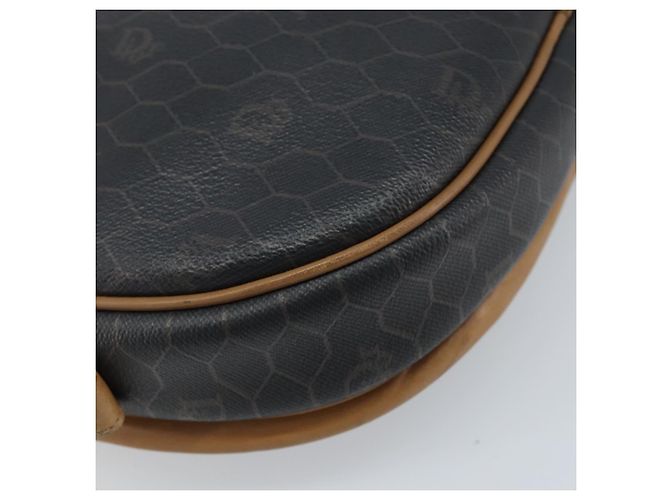 Borsa a spalla in tela a nido d'ape PVC nera e oro Christian Dior Auth ka2973 Nero D'oro - vista 13