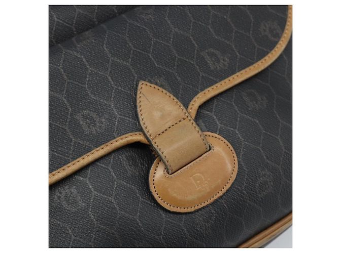 Borsa a spalla in tela a nido d'ape PVC nera e oro Christian Dior Auth ka2973 Nero D'oro - vista 14