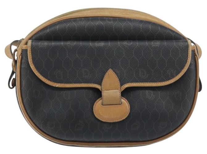Borsa a spalla in tela a nido d'ape PVC nera e oro Christian Dior Auth ka2973 Nero D'oro - vista 2