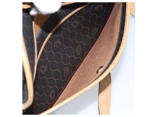Borsa a spalla in tela a nido d'ape PVC nera e oro Christian Dior Auth ka2973 Nero D'oro - vista 21
