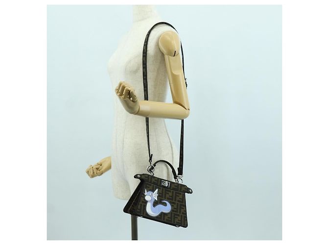 Borsa FENDI x FRGMT x POKMON Zucca Peek A Boo Dratini 2way Marrone Auth 167065SM - vista 30