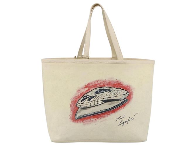 CHANEL Tote Tasche Canvas Leder Weiß Silber CC Auth bs33806 - Ansicht 13