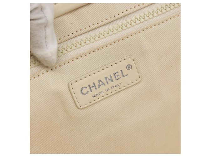 CHANEL Tote Tasche Canvas Leder Weiß Silber CC Auth bs33806 - Ansicht 17