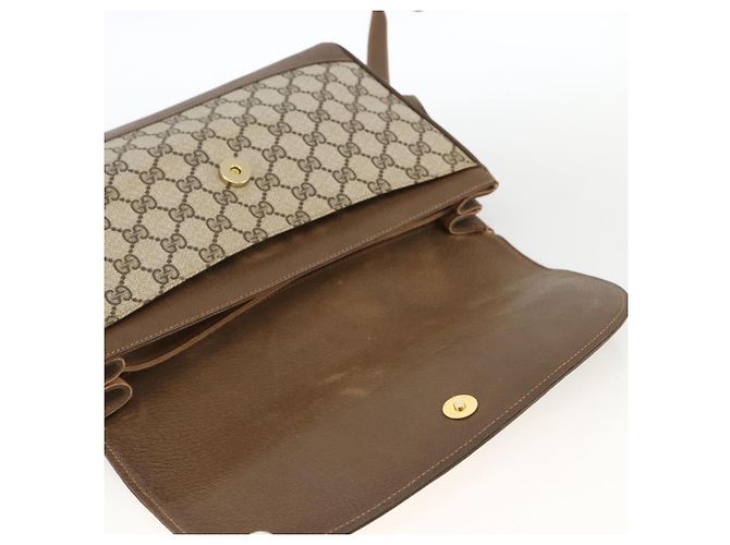 Gucci Borsa a Spalla GG Supreme in PVC Pelle Beige Oro 116 02 067 Auth 173967 D'oro - vista 15