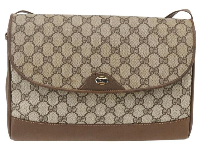 Gucci Borsa a Spalla GG Supreme in PVC Pelle Beige Oro 116 02 067 Auth 173967 D'oro - vista 2