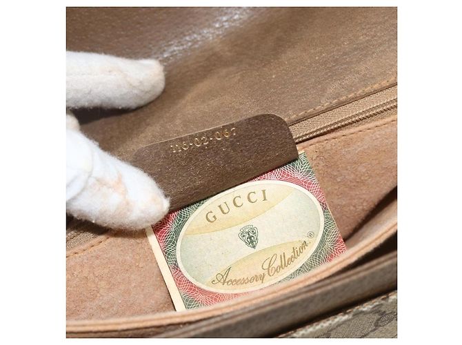 Gucci Borsa a Spalla GG Supreme in PVC Pelle Beige Oro 116 02 067 Auth 173967 D'oro - vista 24