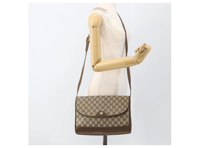 Gucci Borsa a Spalla GG Supreme in PVC Pelle Beige Oro 116 02 067 Auth 173967 D'oro - vista 25