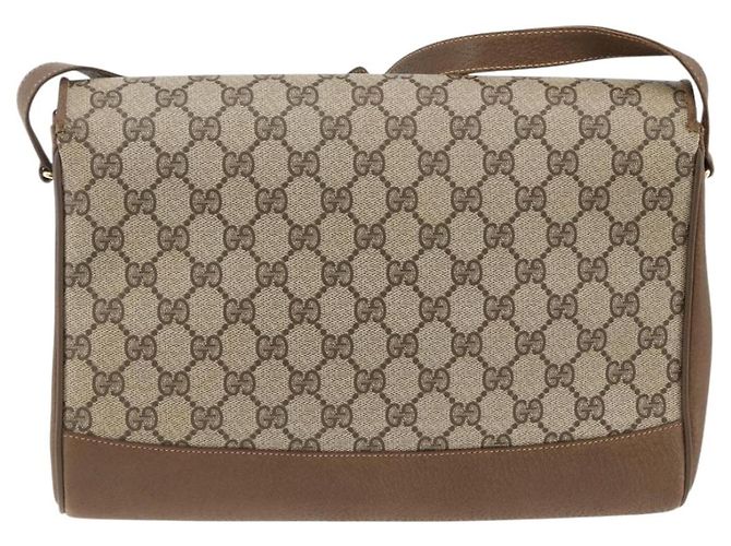 Gucci Borsa a Spalla GG Supreme in PVC Pelle Beige Oro 116 02 067 Auth 173967 D'oro - vista 3