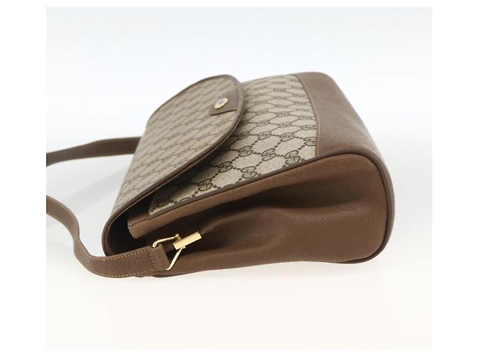 Gucci Borsa a Spalla GG Supreme in PVC Pelle Beige Oro 116 02 067 Auth 173967 D'oro - vista 4