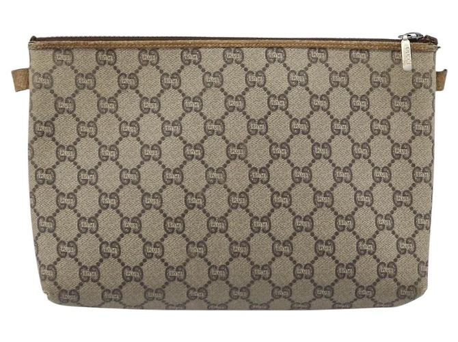 GUCCI GG Plus Supreme Clutch Bag PVC Beige Auth ka2978 - vista 3