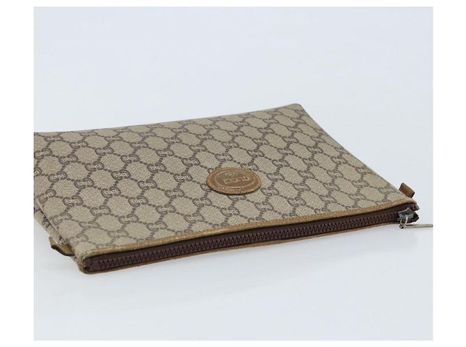 GUCCI GG Plus Supreme Clutch Bag PVC Beige Auth ka2978 - vista 6