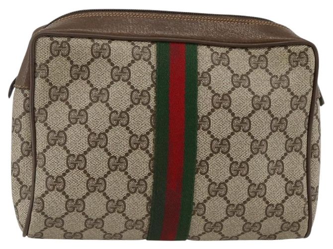 GUCCI GG Supreme Web Sherry Line Clutch Bag PVC Beige 89 01 012 Auth BA11226 - vista 3
