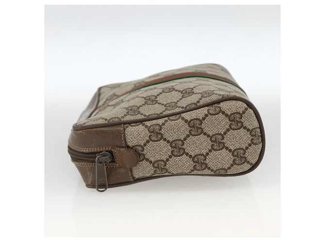 GUCCI GG Supreme Web Sherry Line Clutch Bag PVC Beige 89 01 012 Auth BA11226 - vista 4