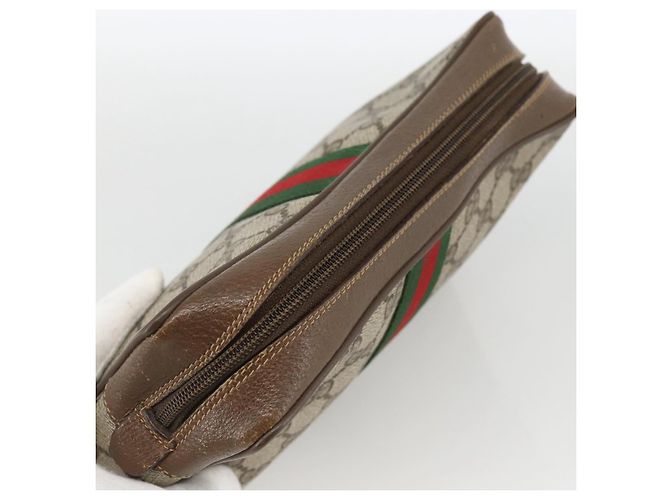 GUCCI GG Supreme Web Sherry Line Clutch Bag PVC Beige 89 01 012 Auth BA11226 - vista 6