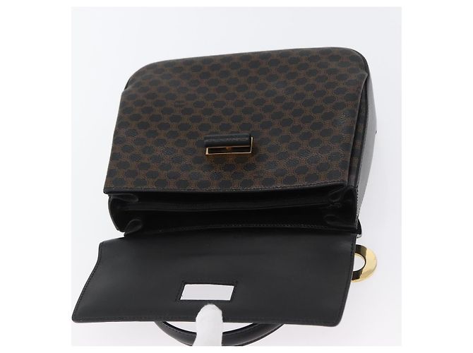 Céline Bolsa de mão em lona Macadam Circle CELINE em couro PVC preto e dourado Auth 172374 - vista 10