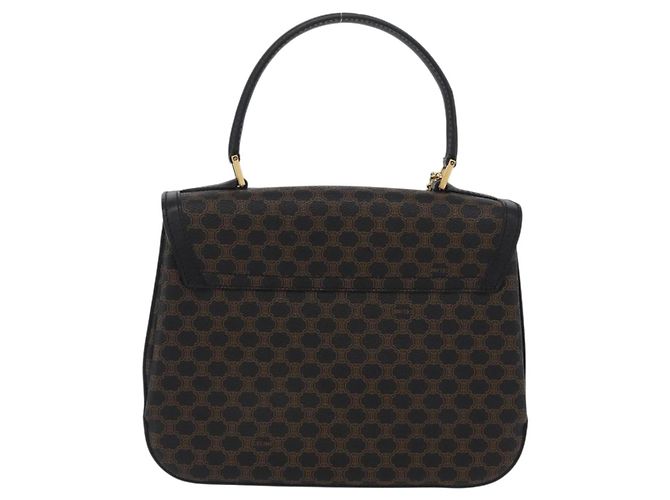 Céline Bolsa de mão em lona Macadam Circle CELINE em couro PVC preto e dourado Auth 172374 - vista 2