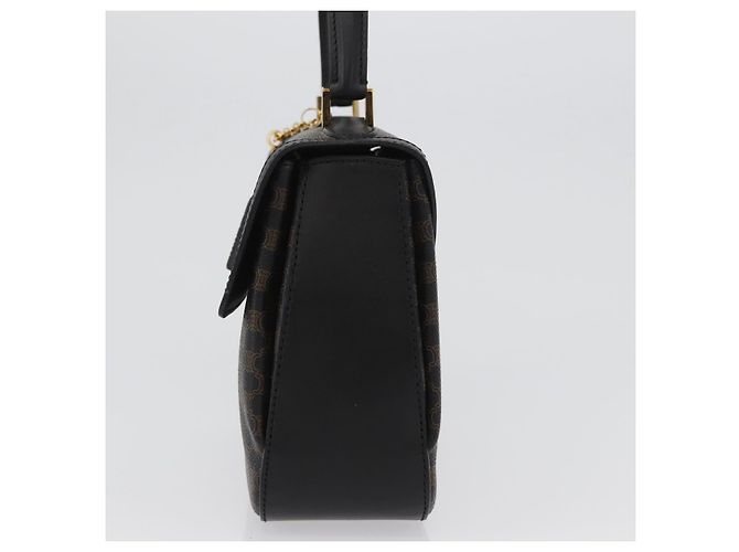 Céline Bolsa de mão em lona Macadam Circle CELINE em couro PVC preto e dourado Auth 172374 - vista 3