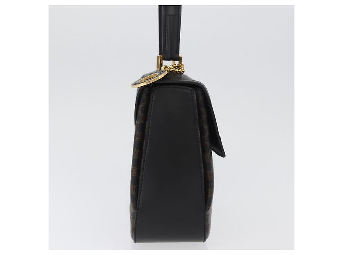 Céline Bolsa de mão em lona Macadam Circle CELINE em couro PVC preto e dourado Auth 172374 - vista 4