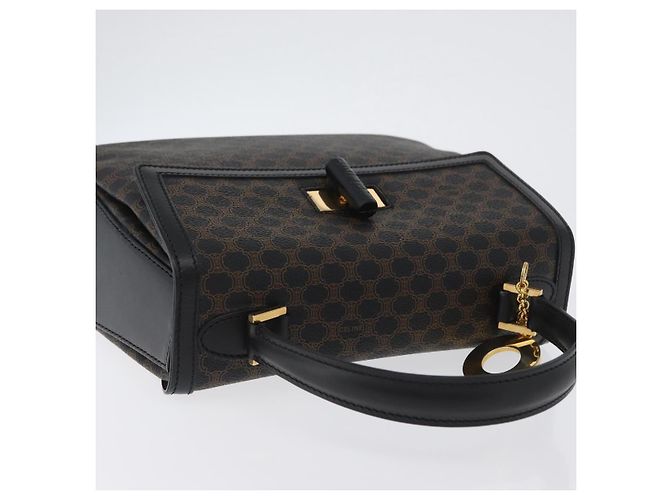 Céline Bolsa de mão em lona Macadam Circle CELINE em couro PVC preto e dourado Auth 172374 - vista 6