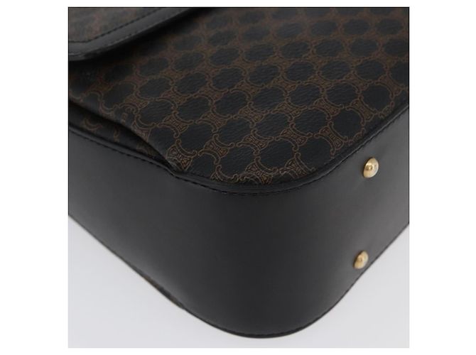 Céline Bolsa de mão em lona Macadam Circle CELINE em couro PVC preto e dourado Auth 172374 - vista 8