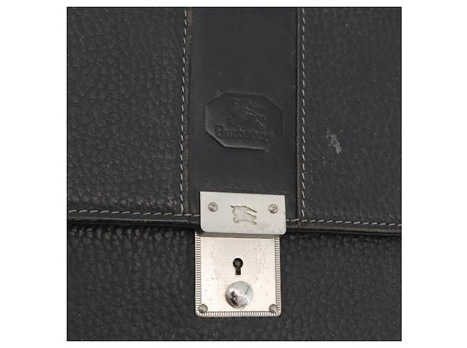 Borsa da lavoro Burberrys in pelle nera e argento Auth bs33515 Nero - vista 10