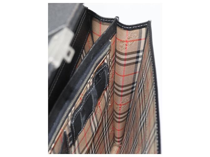 Borsa da lavoro Burberrys in pelle nera e argento Auth bs33515 Nero - vista 19