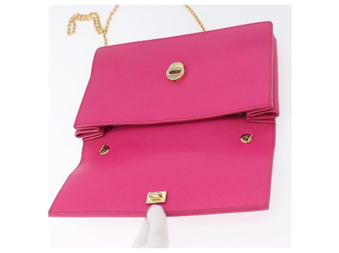 Borsa a Spalla Vala Chain in Pelle Rosa Oro Auth 172403 di Salvatore Ferragamo D'oro - vista 10