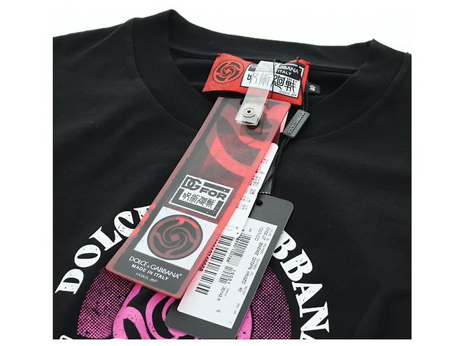 Dolce & Gabbana DOLCE&GABBANA D&G x Jujutsu Kaisen Camiseta Cortada de Algodón Negra Auth 167071SM Negro - vista 12
