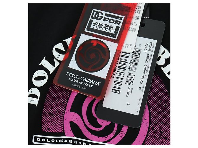 Dolce & Gabbana DOLCE&GABBANA D&G x Jujutsu Kaisen Camiseta Cortada de Algodón Negra Auth 167071SM Negro - vista 14