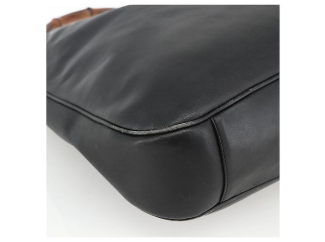Borsa a Spalla in Pelle Gucci Bamboo Nera e Dorata Auth 173820 Nero D'oro - vista 11